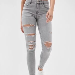 American Eagle Outfitters Gray Distressed Jeggings